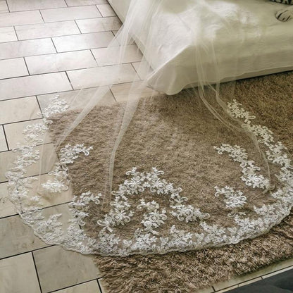 3M Lace Edge Cathedral Wedding Veils with Comb White Ivory Long Tulle Veils Wedding Accessories Bridal Veil Velos De Novia