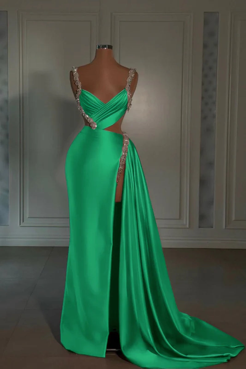 Glamorous Pink Prom Dress Sweetheart Spaghetti Strap with High Slit Trail