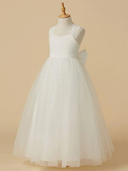 Sweetheart Tulle Flower Girl Dresses Sleeveless a Line Applique Kids Party Dresses